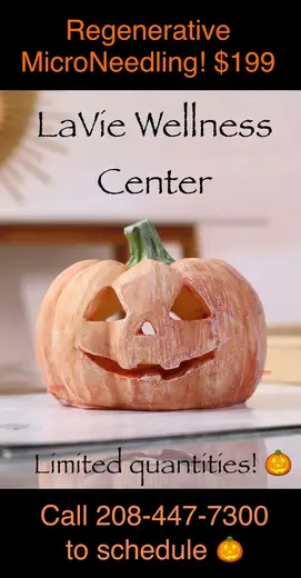 Carved pumpkin decoration at LaVie Wellness Center, a detox center in Idaho.