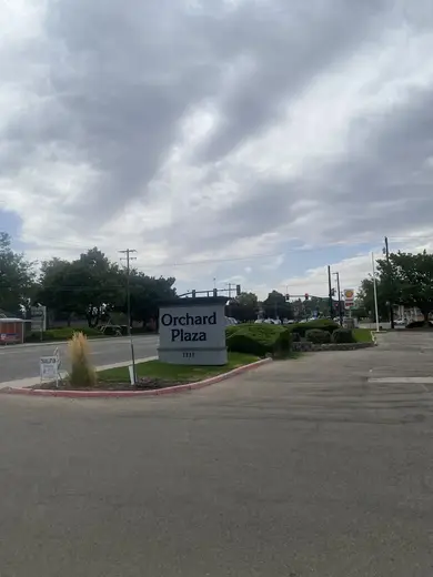 Orchard Plaza sign in front of Hope Center Clinic, a detox center in Idaho.